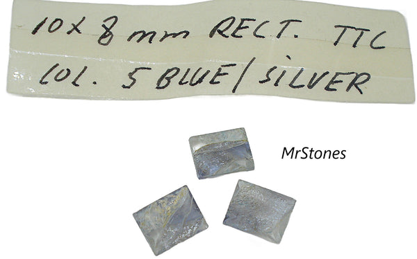 10x8mm (4510/2) TTC Blue Silver Foiled Cushion Shape Step Cut Unfoiled (9.5x7.5mm)