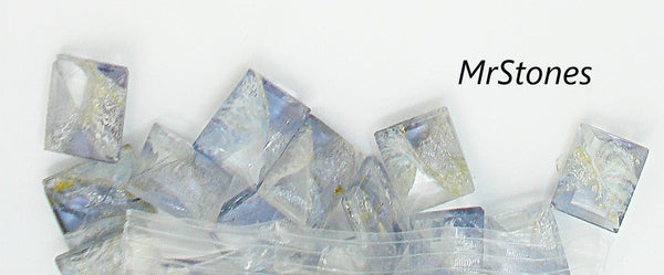 10x8mm (4510/2) TTC Blue Silver Foiled Cushion Shape Step Cut Unfoiled (9.5x7.5mm)