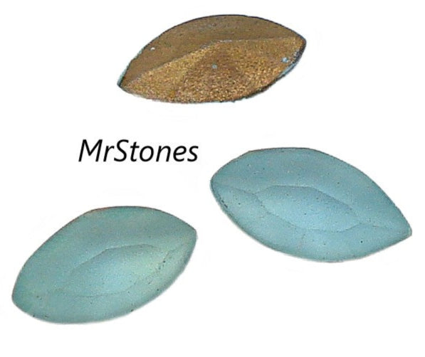 8x4mm (4200/2) Czech Aqua Blue Green Frosted Matte Marquise Navette