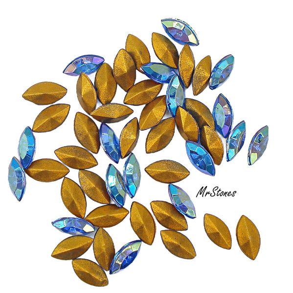8x4mm (4200/2) TTC Sapphire AB Blue Marquise Navette