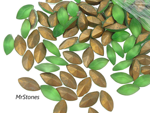 10x5mm (4200/2) Peridot Frosted Matte Marquise Navette