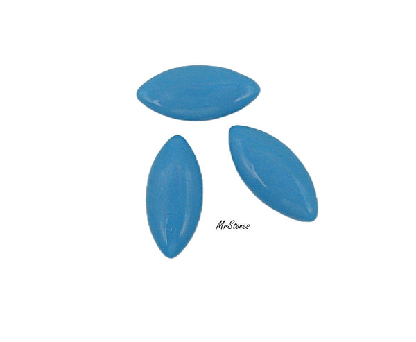 15x7mm (3175) Dark Turquoise Blue Low Dome Marquise Navette Cabochon