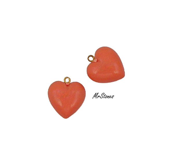 11mm Heart Coral Color Dangle 5.8mm Thick