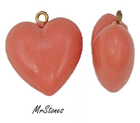 11mm Heart Coral Color Dangle 5.8mm Thick