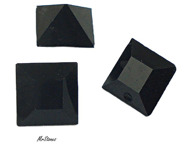 7mm (4400) Jet Black Unfoiled Swarovski Square