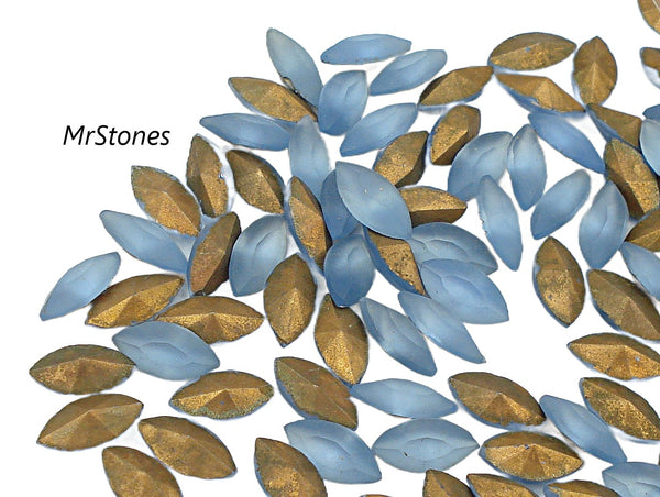 8x4mm (4200/2) Light Sapphire Blue Frosted Matte Marquise Navette