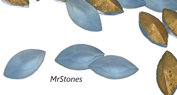 8x4mm (4200/2) Light Sapphire Blue Frosted Matte Marquise Navette