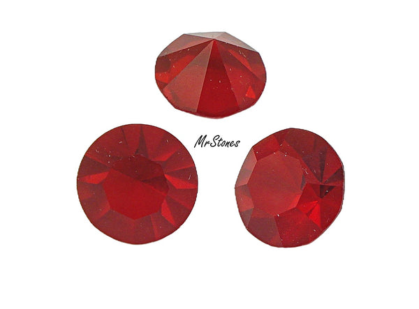 10.7mm (1100) (47ss) Light Siam Red Unfoiled Round Chaton Swarovski DS Co.