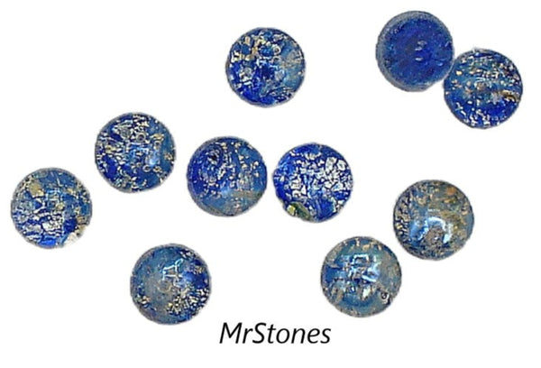 6mm (1684) Blue Golden Opal Round Glass Cabochon
