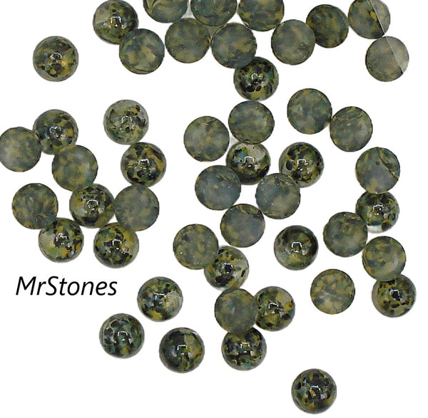 5.5mm (2194) Mottled Green Round Cabochon 1pc or 5pcs