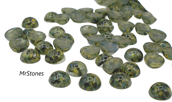 5.5mm (2194) Mottled Green Round Cabochon 1pc or 5pcs