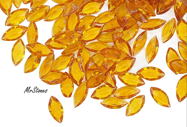 10x5mm (4200/2) TTC Maderia Topaz Unfoiled Marquise Navettes W. Germany