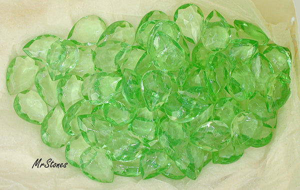18x13mm (4320/2) TTC Light Peridot Green Unfoiled Pear Pendeloque West Germany