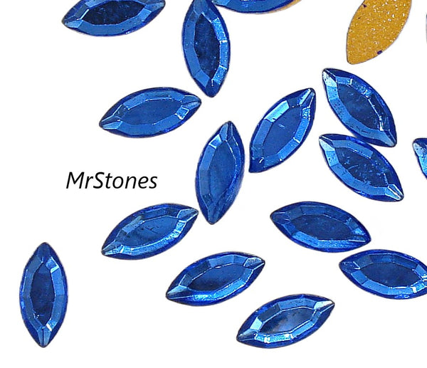 15x7mm (2200) Sapphire Blue Marquise Navette Flatback