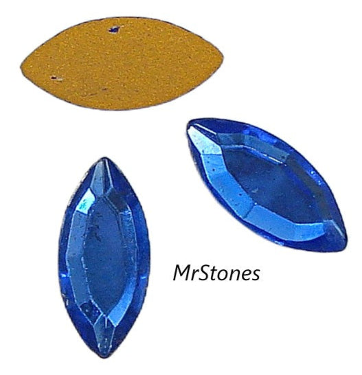 15x7mm (2200) Sapphire Blue Marquise Navette Flatback