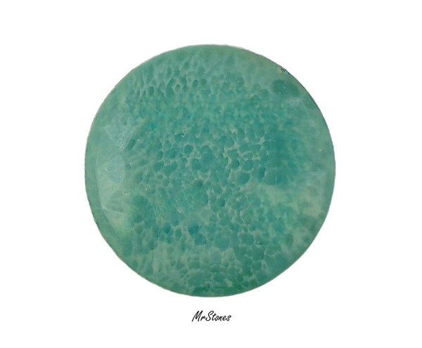 30mm (1684) Chinese Jade Green Round Cabochon Scissor Faceted Rim