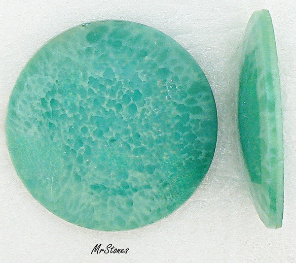 30mm (1684) Chinese Jade Green Round Cabochon Scissor Faceted Rim
