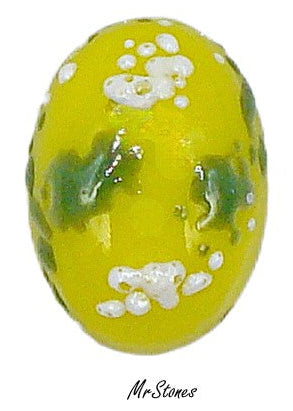 14x10mm (1685) Yellow White Green Frit Oval Cabochon