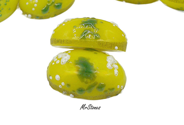 14x10mm (1685) Yellow White Green Frit Oval Cabochon