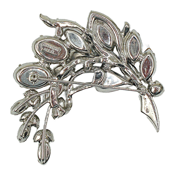 2 3/4" Eisenberg Ice Crystal Emerald Rhinestone Brooch