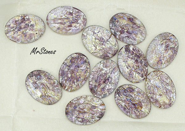 25x18mm (1685) Cz Light Amethyst Silver Foiled Oval Cabochon