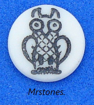 11mm (2194) White with Black Owl Round Cabochon Disc 3mm thick