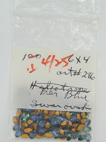 6x4mm (4100) Bermuda Blue Oval Shape Swarovksi #286
