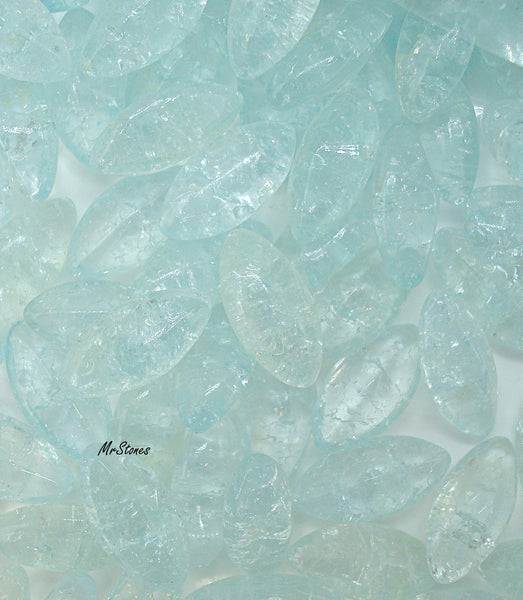 10x5mm (3146) Aqua Crackle Marquise Navette Buff Top Doublet