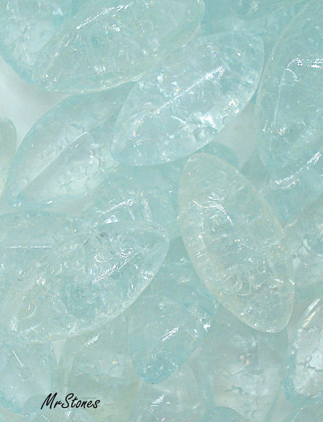 10x5mm (3146) Aqua Crackle Marquise Navette Buff Top Doublet