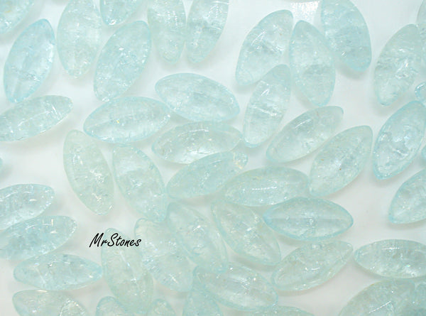 10x5mm (3146) Aqua Crackle Marquise Navette Buff Top Doublet