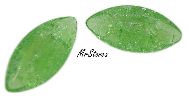 15x7mm (3146) Peridot Green Crackle Marquise Navette Buff Top Doublet