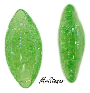 15x7mm (3146) Peridot Green Crackle Marquise Navette Buff Top Doublet