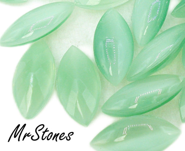 15x7mm (3146) Mint Green Moonstone Marquise Navette Buff Top Doublet