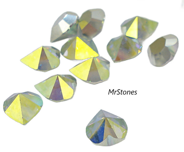 6.5x6mm (4800I) Crystal AB Inverted Hearts Swarovski Pointed Top Table Bottom
