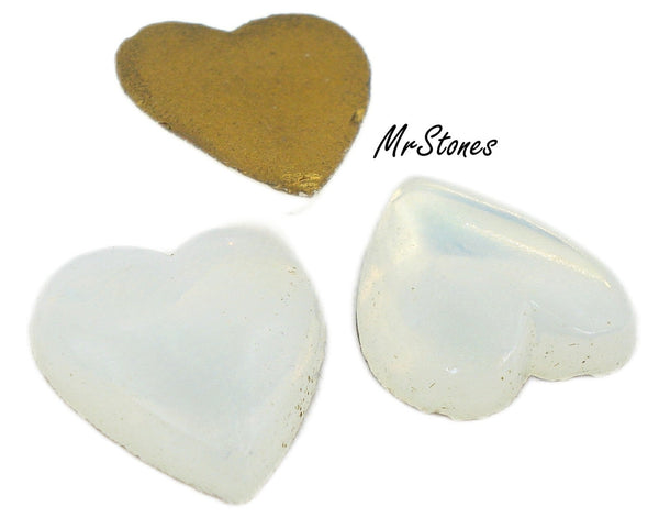 15mm White Opal Heart Cabochon Flat Back