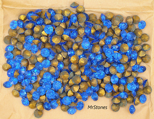 7.2-7.3mm (1200) (35ss) Rich Sapphire Blue #2 Dentelle Round Chaton M/C Swarovski