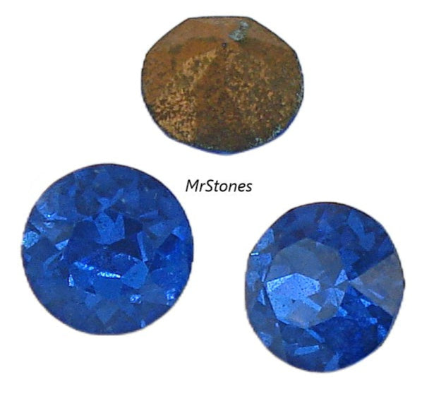 7.2-7.3mm (1200) (35ss) Rich Sapphire Blue #2 Dentelle Round Chaton M/C Swarovski