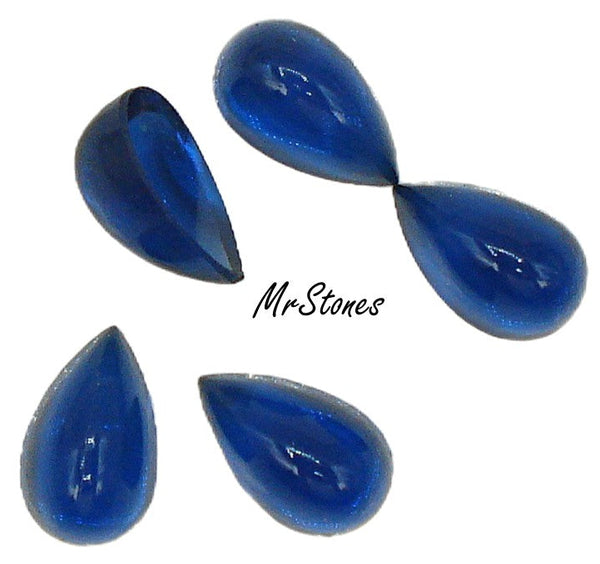 13x8mm (2390/4) Dark Sapphire Unfoiled Pear Cabochon High Dome