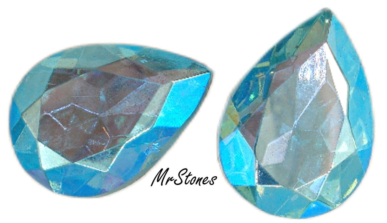 18x13mm (4320/2) Aqua AB Pear Pendeloque West Germany