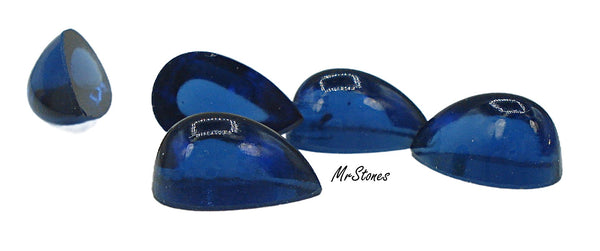 13x8mm (2390/4) Dark Sapphire Unfoiled Pear Cabochon High Dome