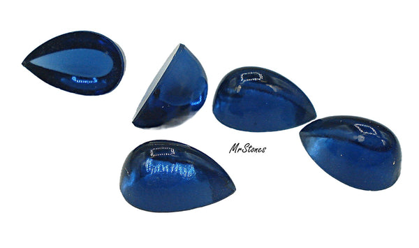 13x8mm (2390/4) Dark Sapphire Unfoiled Pear Cabochon High Dome