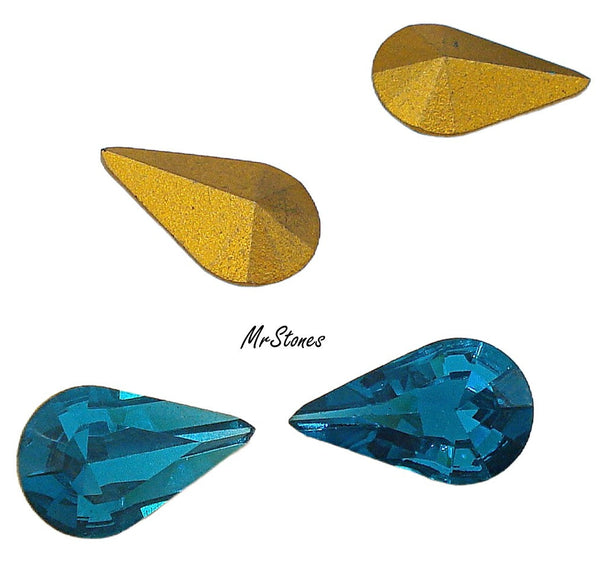13x7.8mm (4306) Blue Zircon Pear Shape Teardrop Shallow Cut