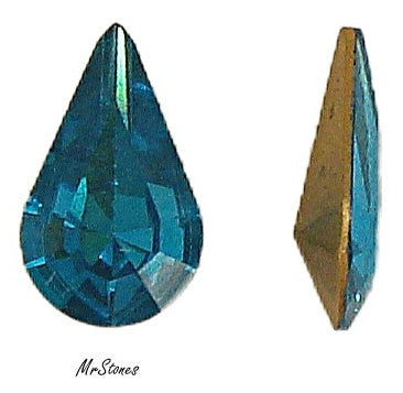 13x7.8mm (4306) Blue Zircon Pear Shape Teardrop Shallow Cut