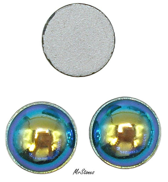 13mm (1684) Peridot AB Round Rimmed Cabochon