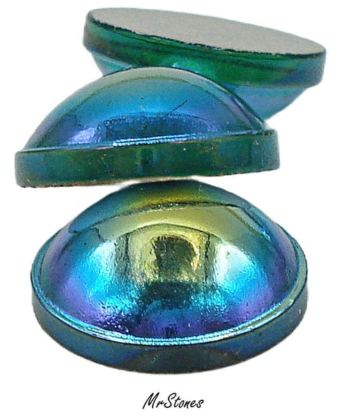 13mm (1684) Peridot AB Round Rimmed Cabochon