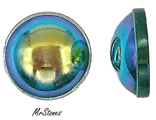 13mm (1684) Peridot AB Round Rimmed Cabochon
