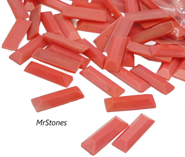 12x4mm (3932) Coral Color Flatback Baguette