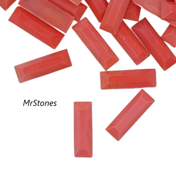 12x4mm (3932) Coral Color Flatback Baguette