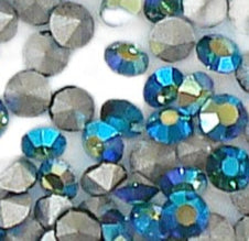 1.9mm (1100) (13pp) Czech Emerald AB Round Chaton Silver Foil