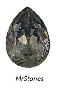 8x6mm (4320) Black Diamond Pear Pendeloque Shape Silver Foiled New Swarovski